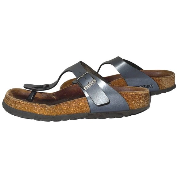 Birkenstock Gizeh Birko-Flor Thong Sandals 36 5 Ice Pearl Onyx Gray Shimmer - Picture 4 of 8
